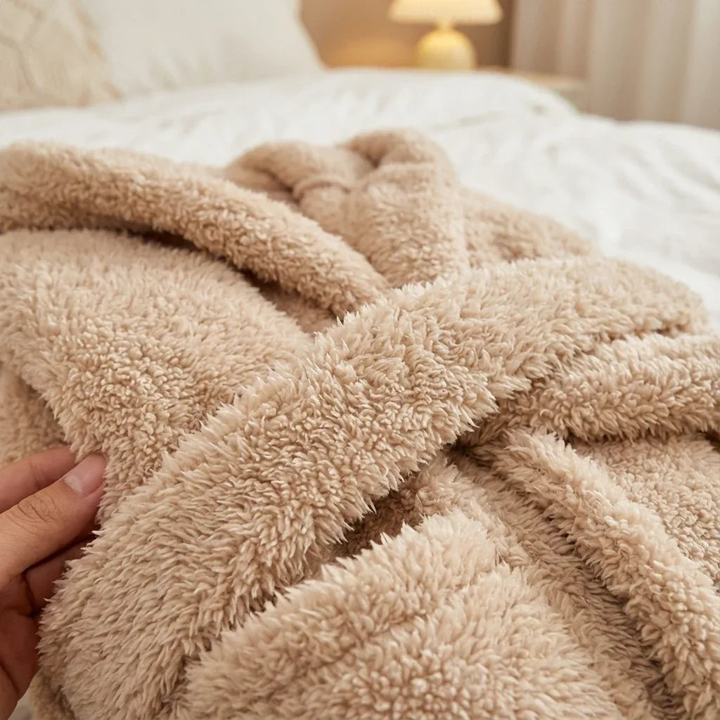 Kuscheliger Bademantel Beige mit Kapuze und Bärenohren 6