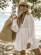 Strandkleid Weiß, Häkelmuster, Sommer, Damen 3
