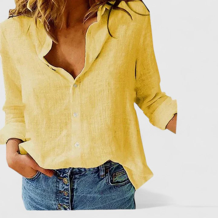 Elegante entspannte Knopfblouse für Frauen in verschiedenen Farben. 10