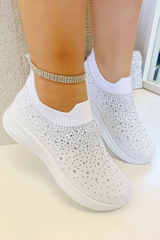 Damen Sneaker Weiß mit Glitzerdesign 2