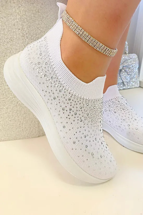Damen Sneaker Weiß mit Glitzerdesign 3