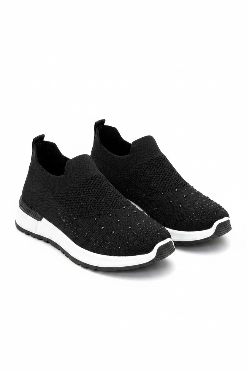 Stretch-Socken Sneaker Schwarz mit Glitzerakzenten 3