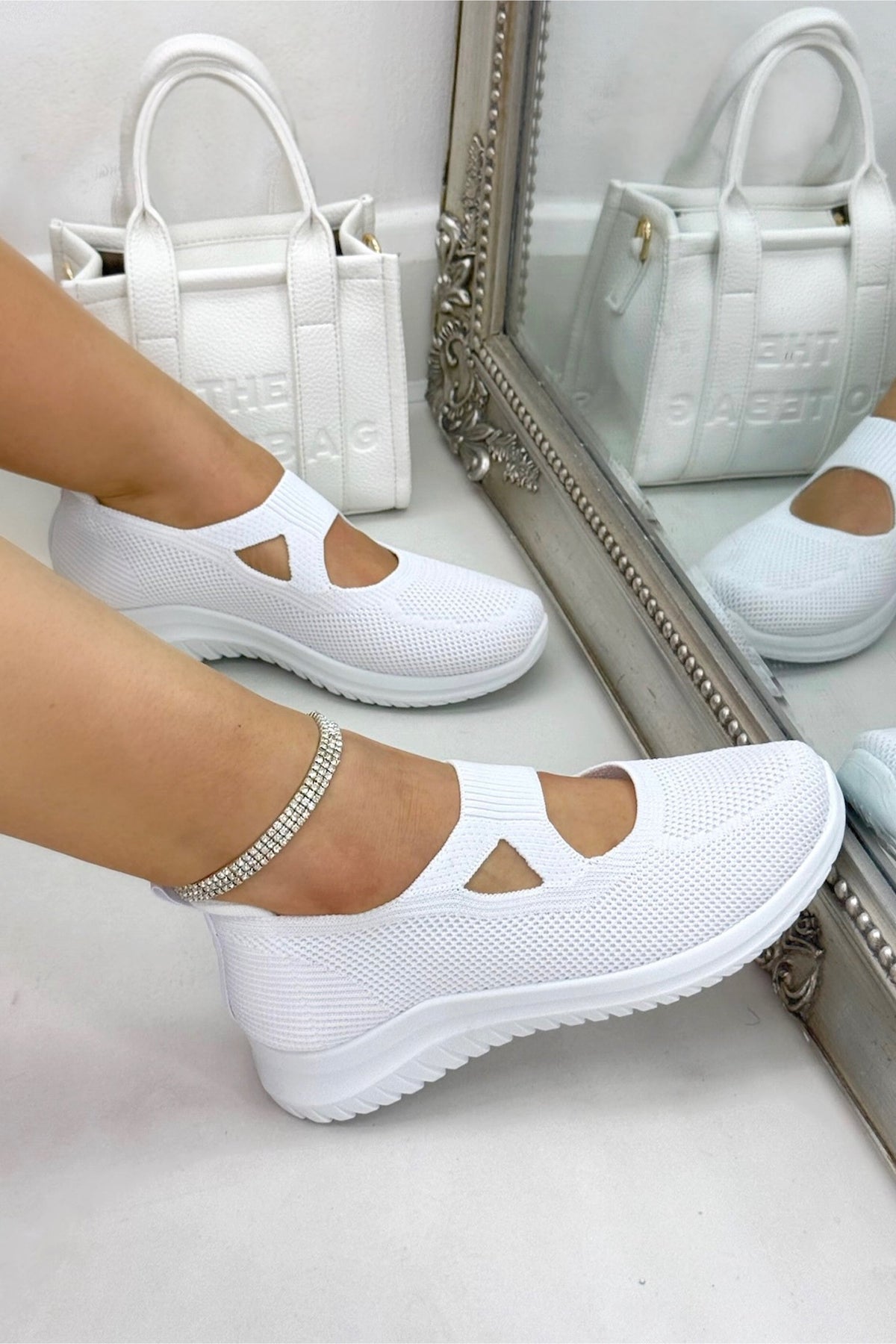 Bequeme Strick-Sneaker Weiß 2