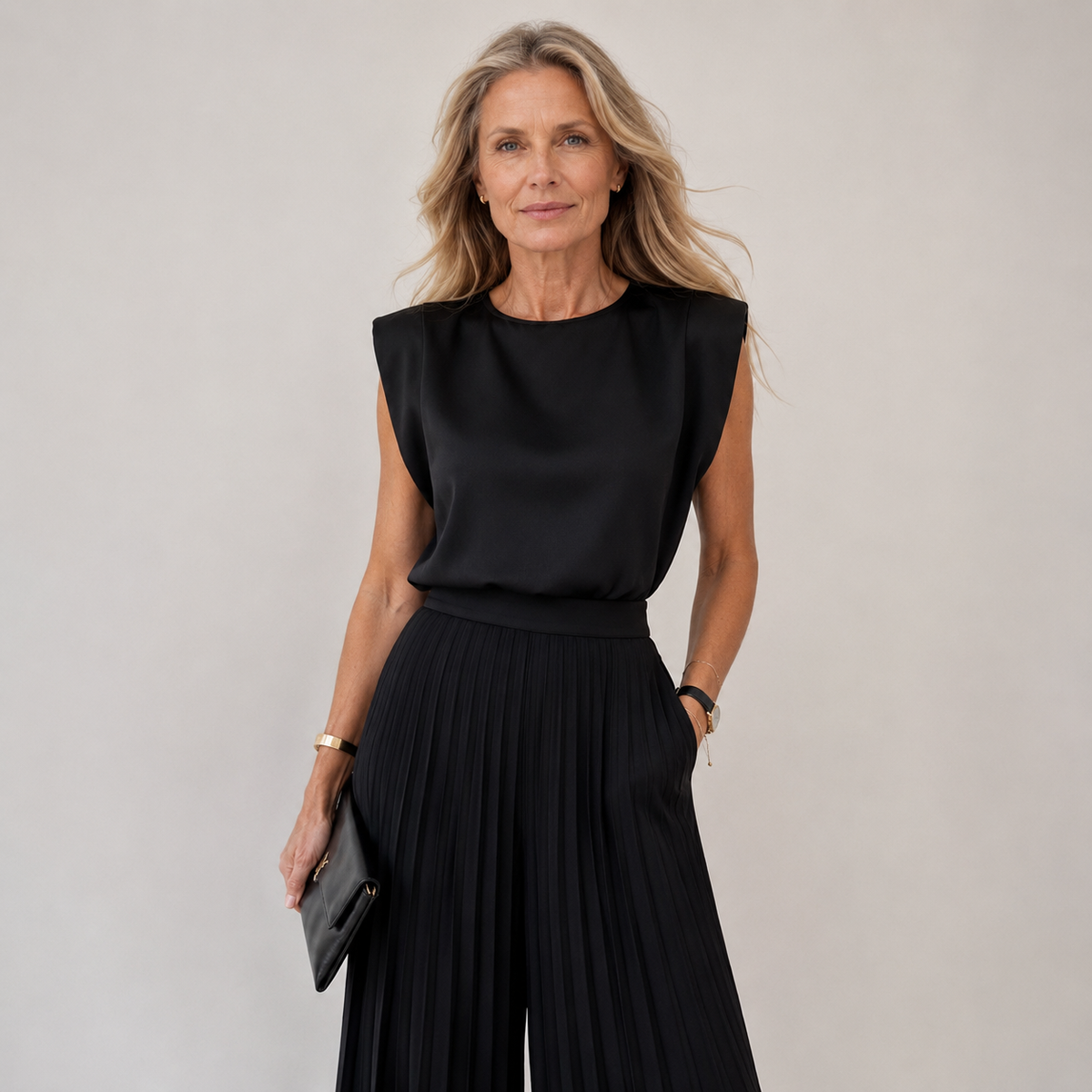 Elegantes gefaltetes Set für Frauen in Schwarz, perfekt für jeden Anlass.