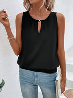 Elegantes ärmelloses Top mit Schlüssel-Ausschnitt für Frauen.