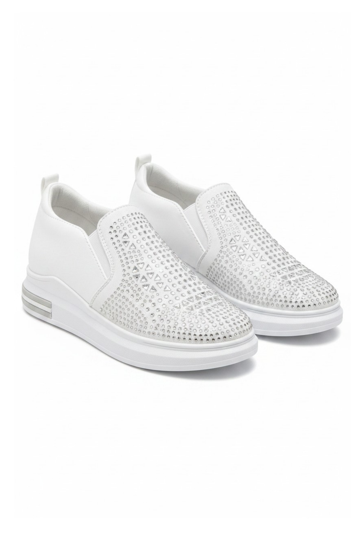 Damen Sneaker Weiß mit Kristallverzierung 3