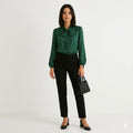 Elegante Krawattenbluse mit Satin-Finish für Frauen