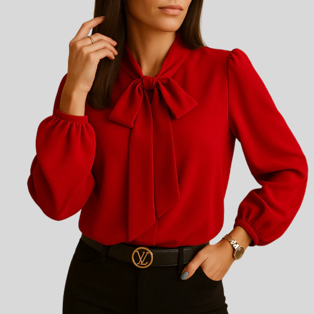 Elegante Krawattenbluse mit Satin-Finish für Frauen 6