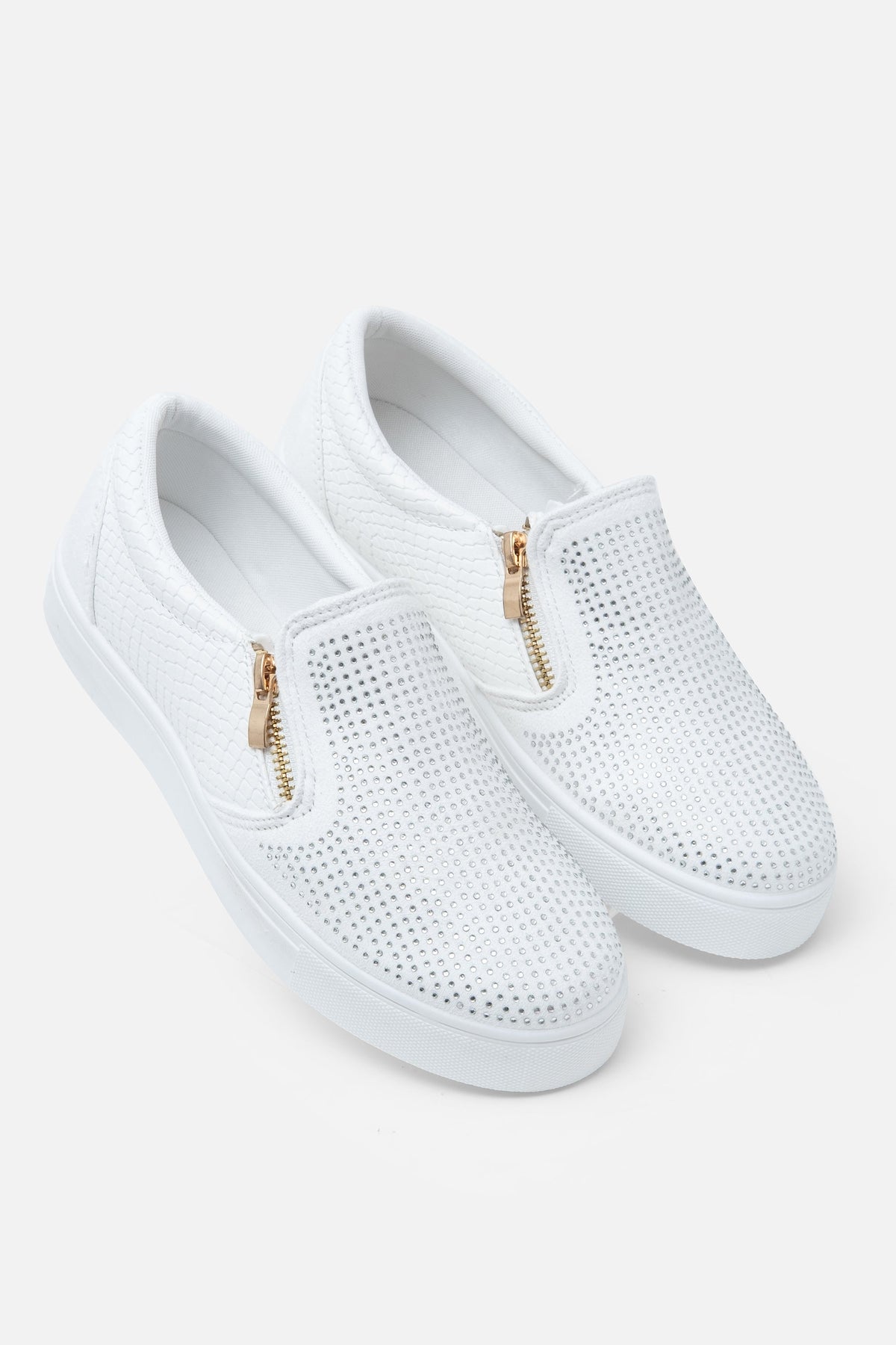Elegante Kristall-Slipper in Weiß 6