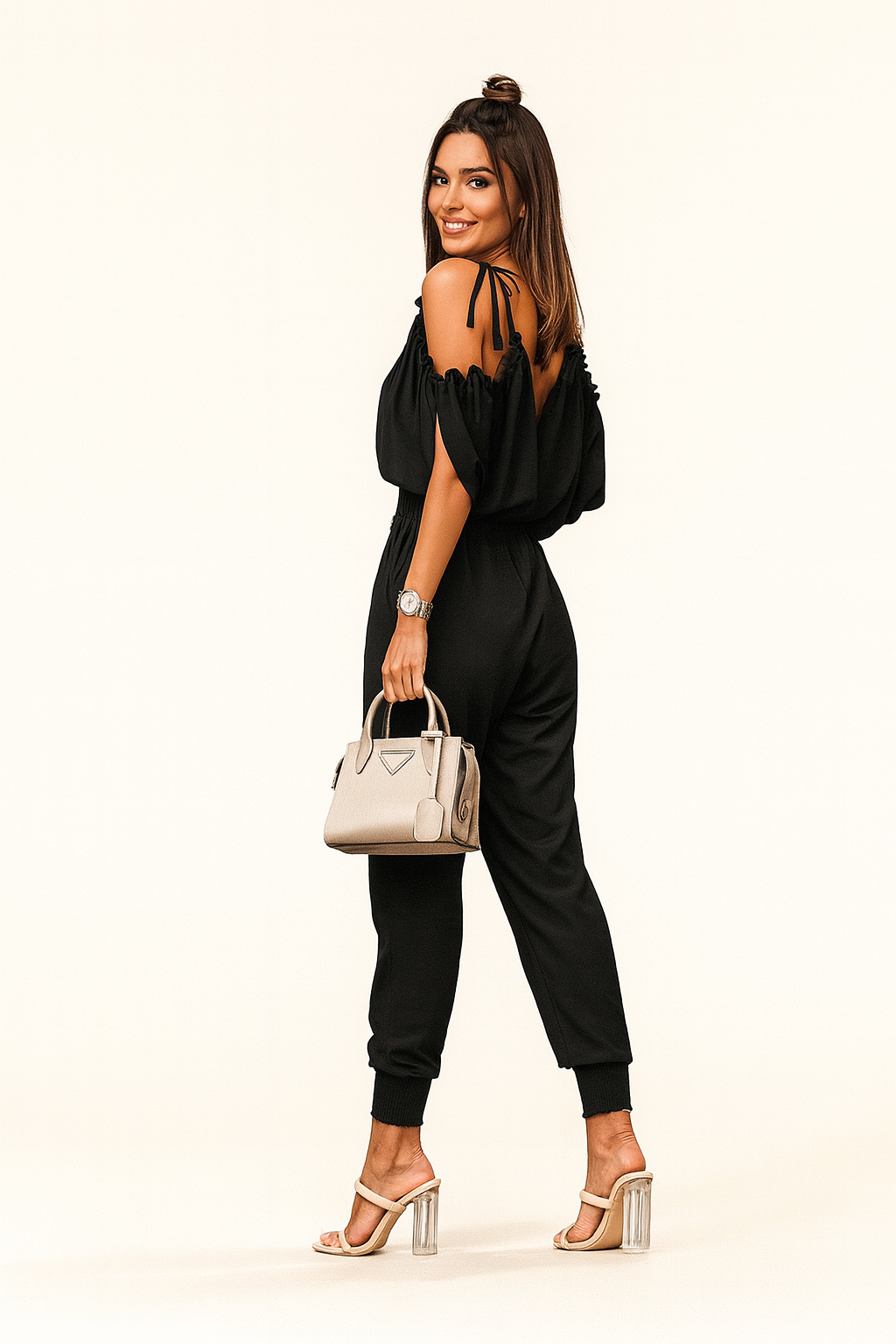 Eleganter schwarzer Abend-Jumpsuit für Frauen mit schickem Design. 3