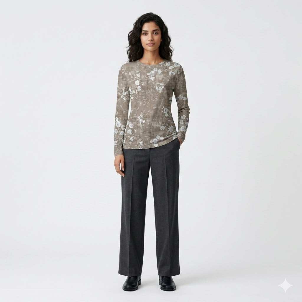 Florale leichte Bluse für Frauen in Khaki