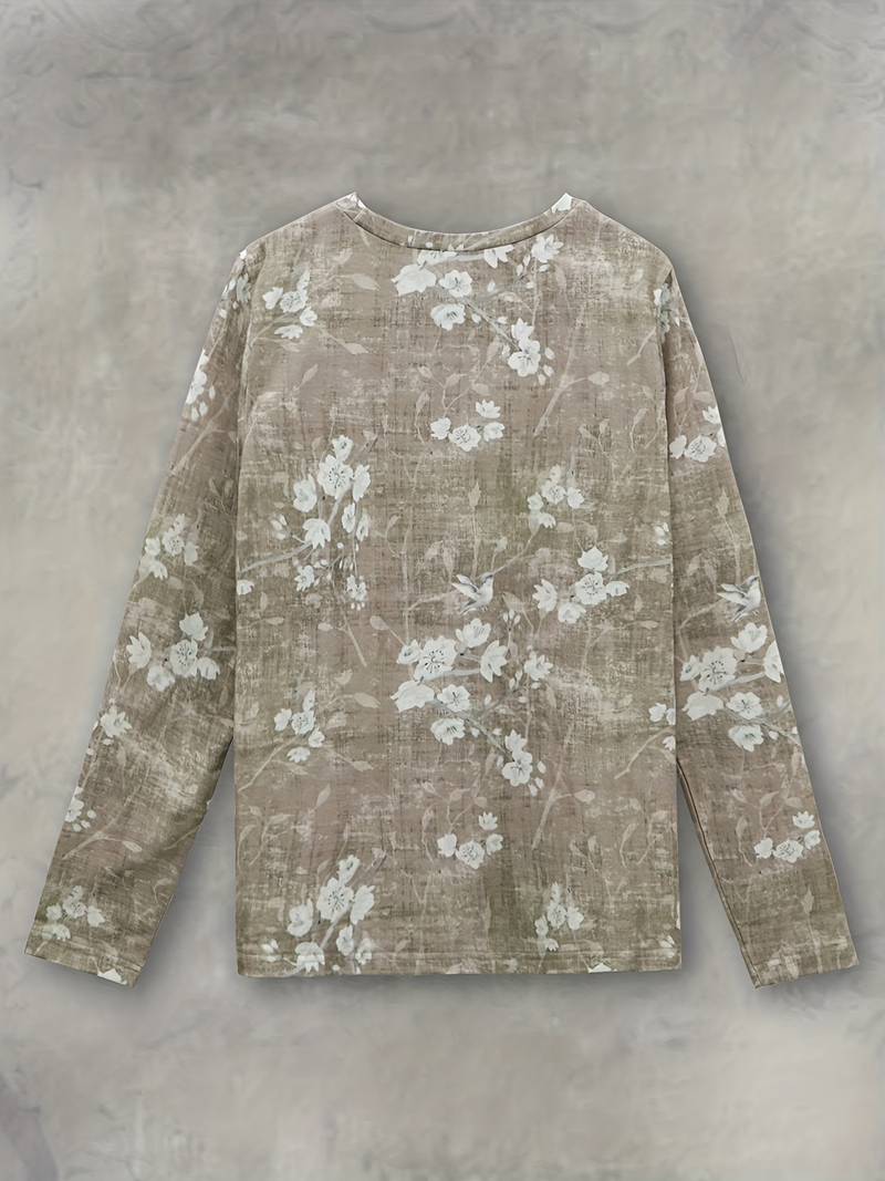 Florale leichte Bluse für Frauen in Khaki 4