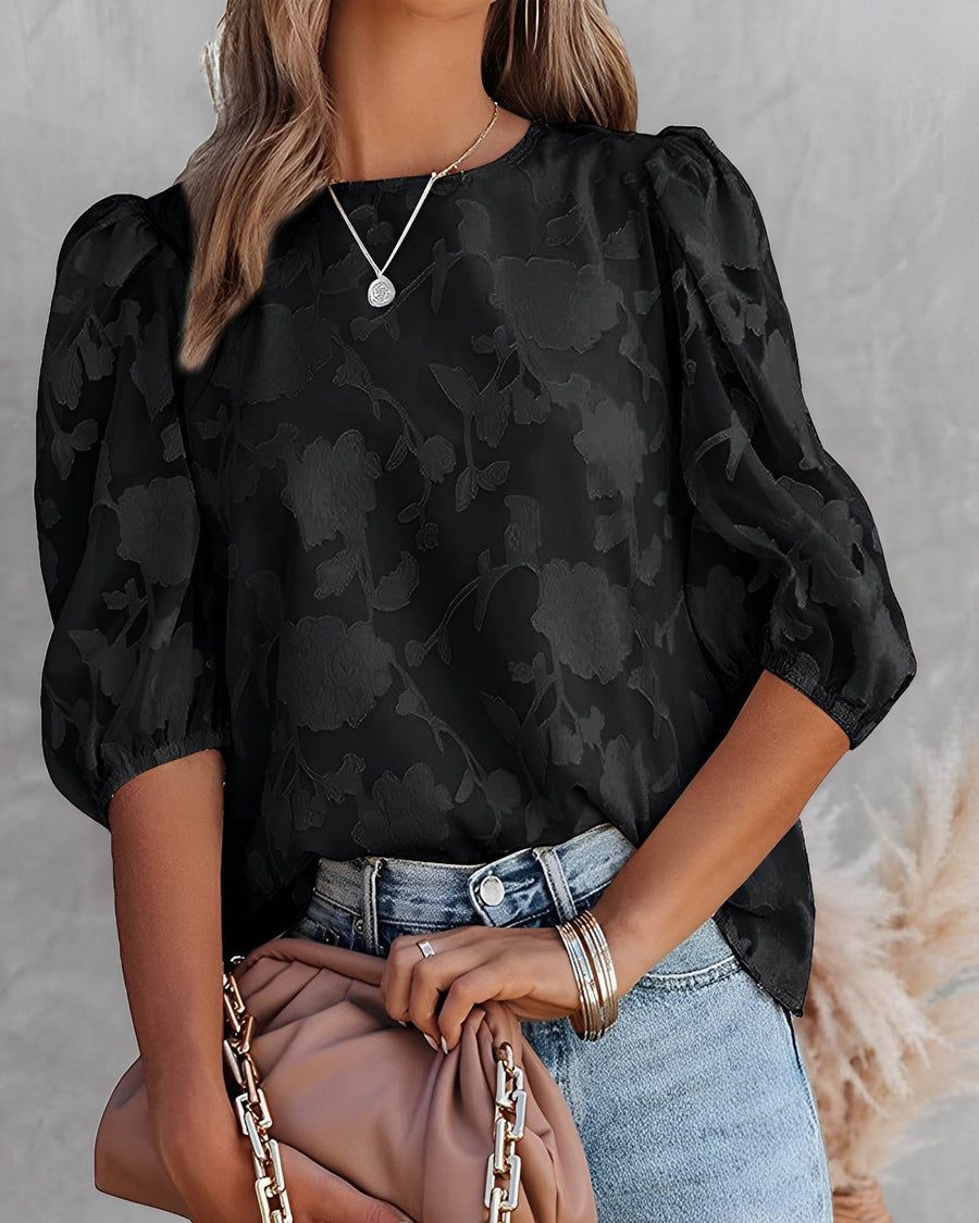 Elegante floral Puffärmel Bluse für Frauen 10