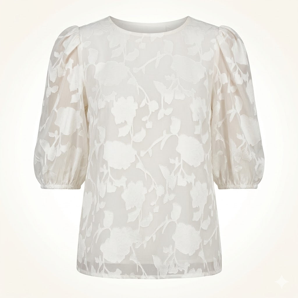 Elegante floral Puffärmel Bluse für Frauen 2