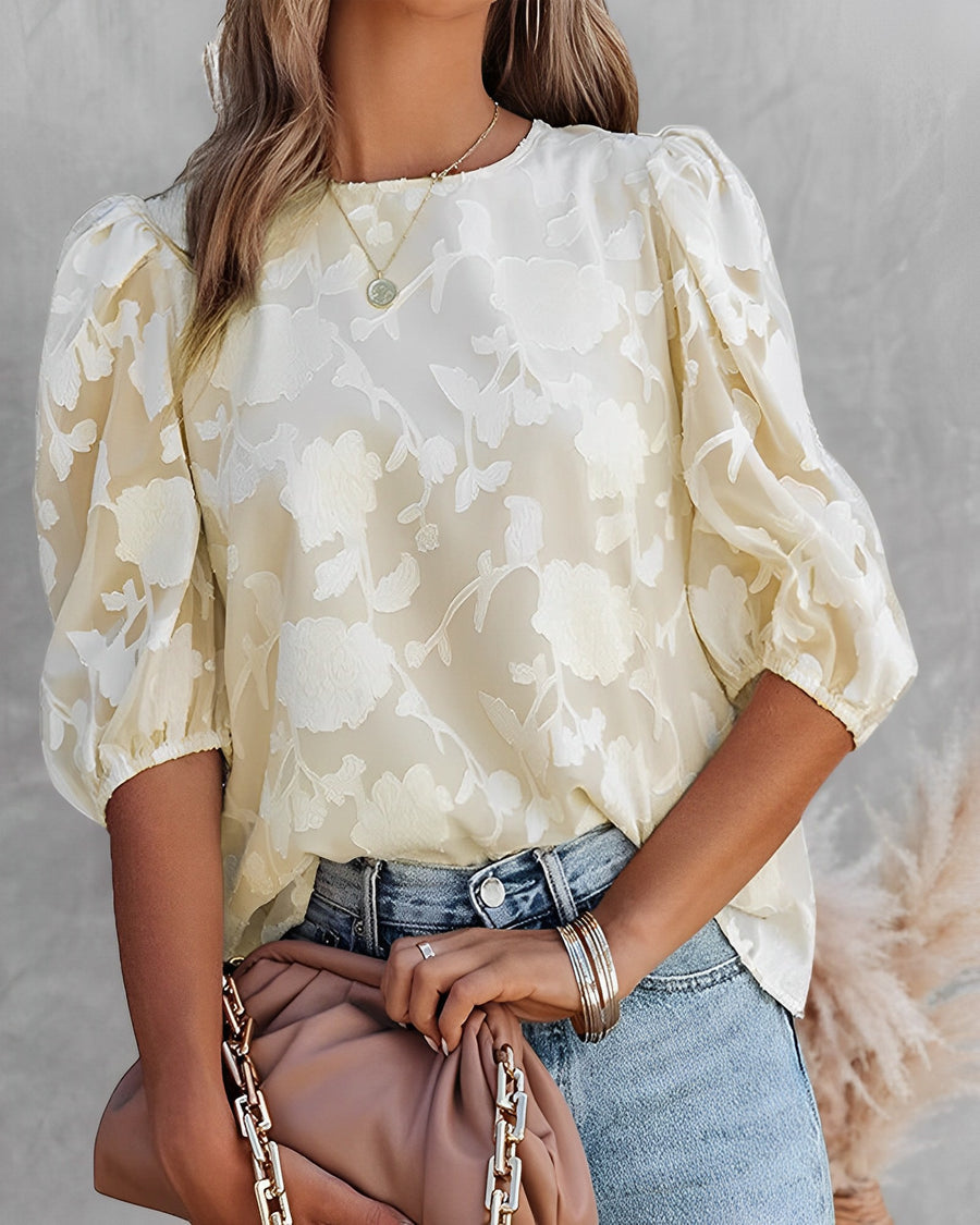 Elegante floral Puffärmel Bluse für Frauen 8