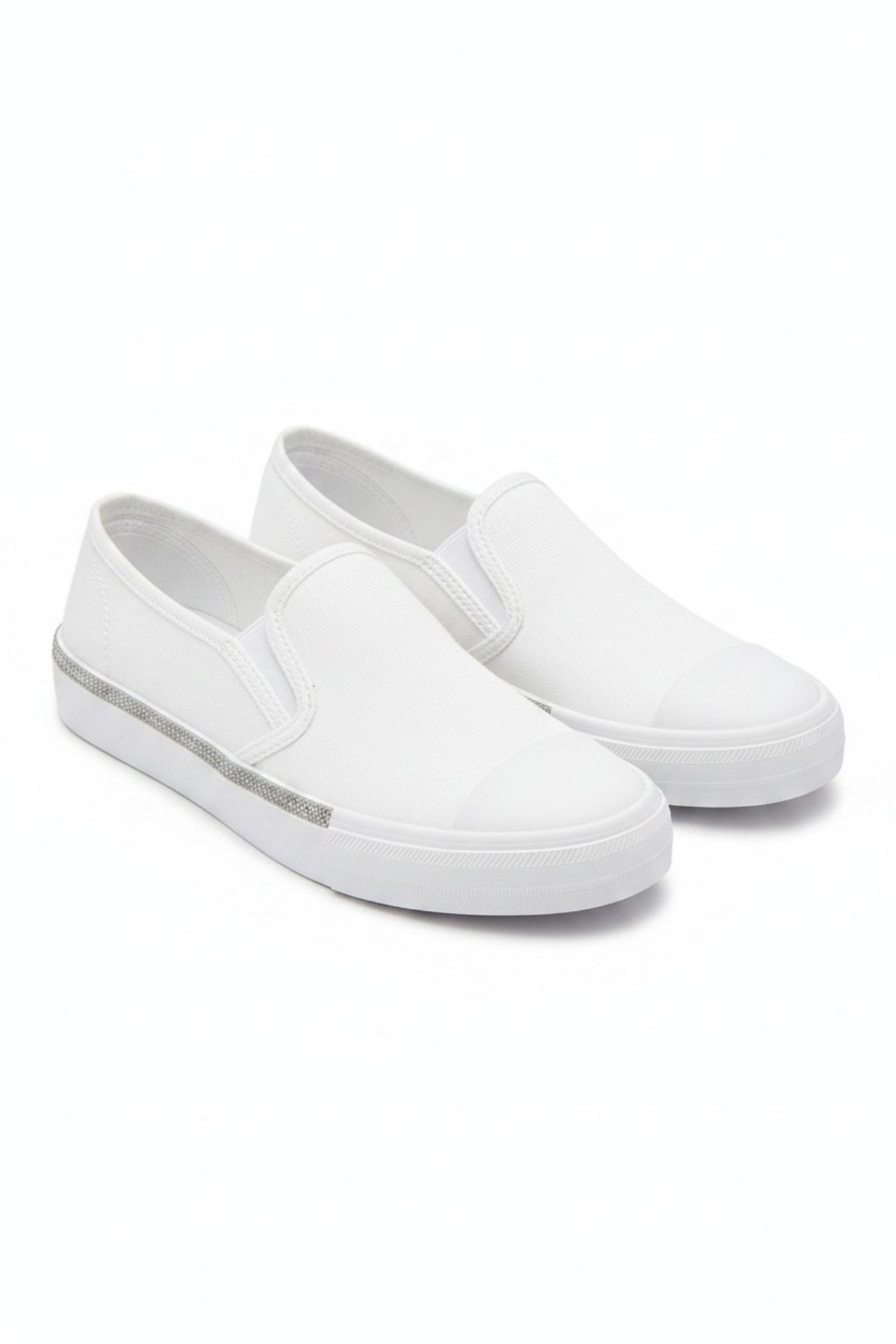 Slip-On-Sneaker Weiß mit Kristallbesatz 3