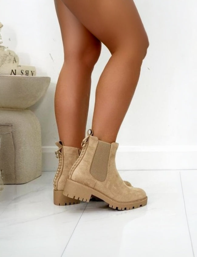 Glitzernde Chainstorm Stiefel in Nude für Damen 2