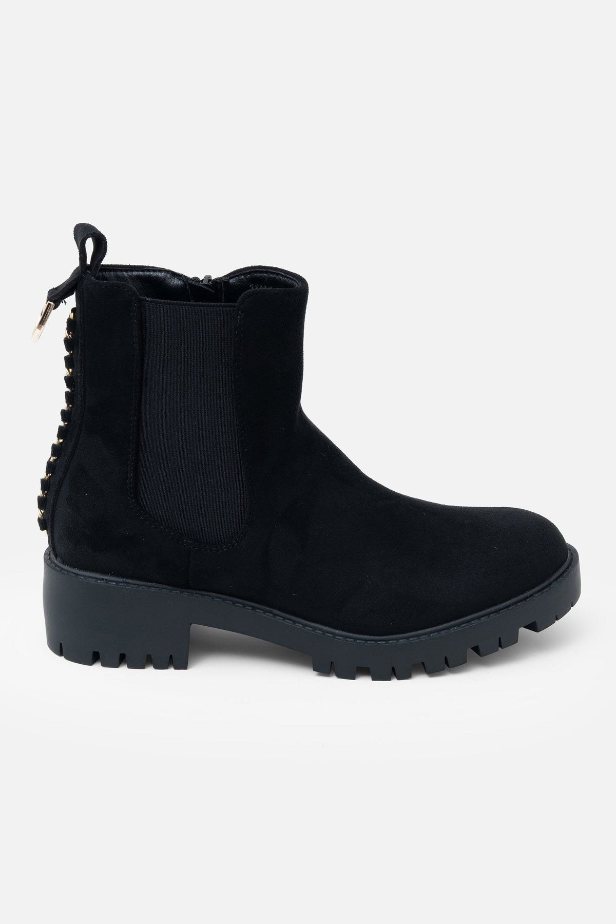 Glitzernde Chainstorm Stiefel in Schwarz mit Ketten-Schnürung 5