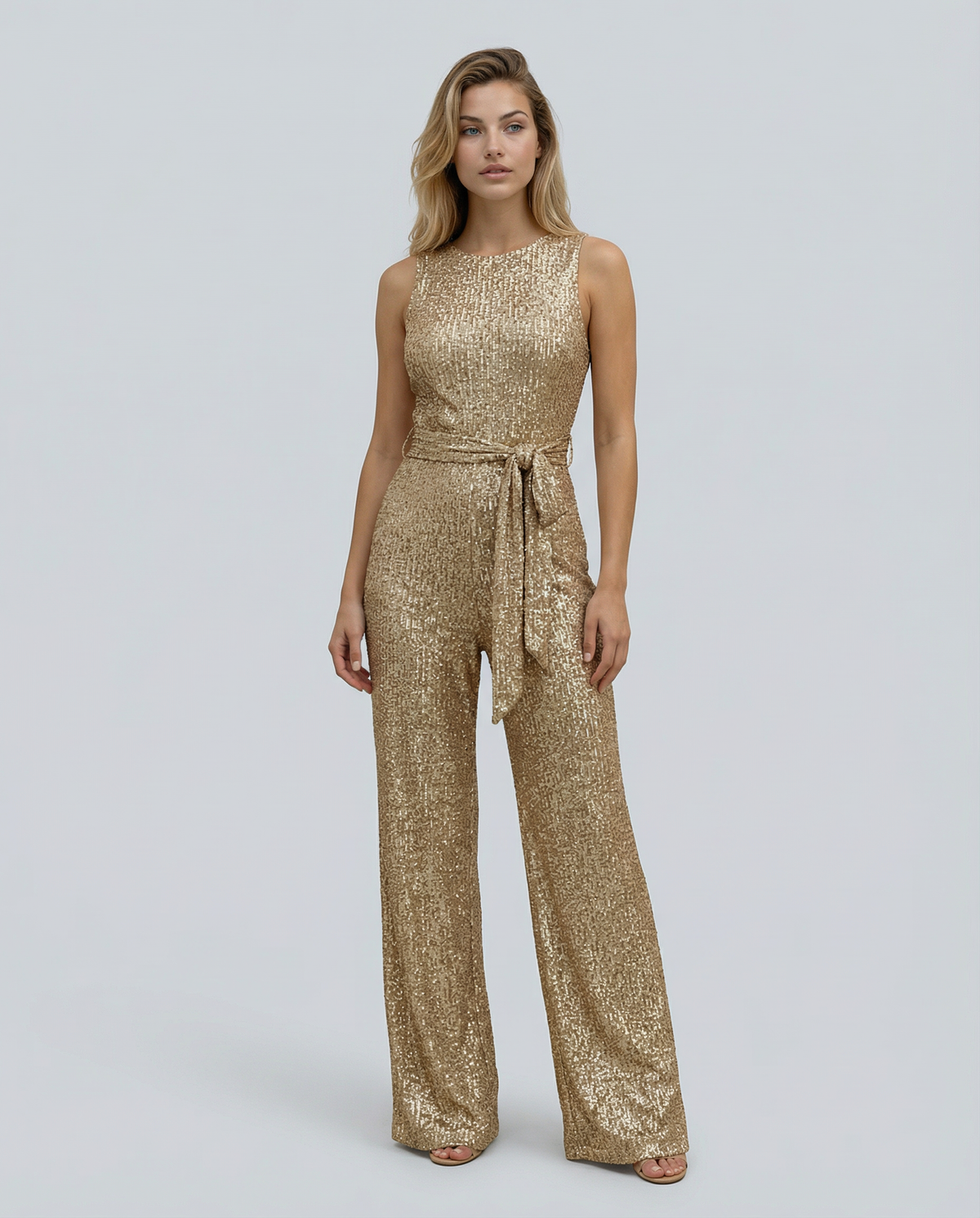 Glamouröser goldener Pailletten-Jumpsuit für Frauen