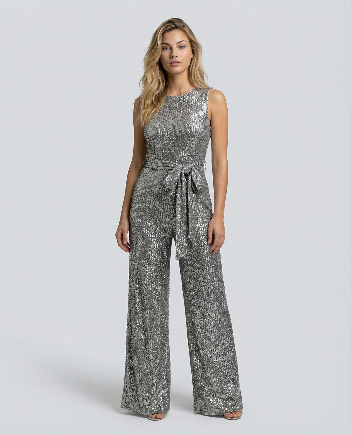 Glamouröser goldener Pailletten-Jumpsuit für Frauen 16