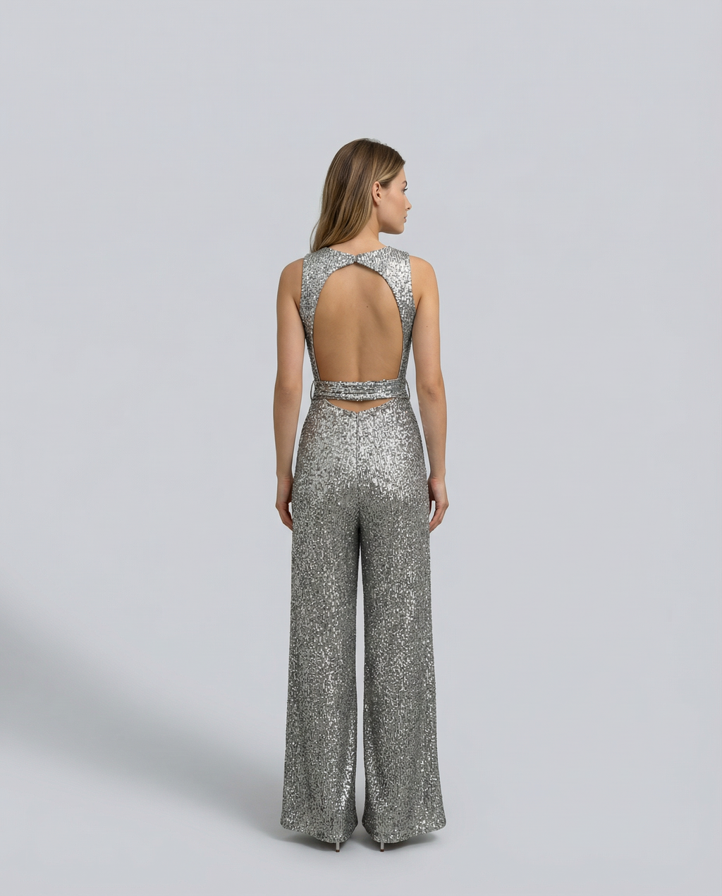 Glamouröser goldener Pailletten-Jumpsuit für Frauen 19