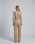 Glamouröser goldener Pailletten-Jumpsuit für Frauen 3