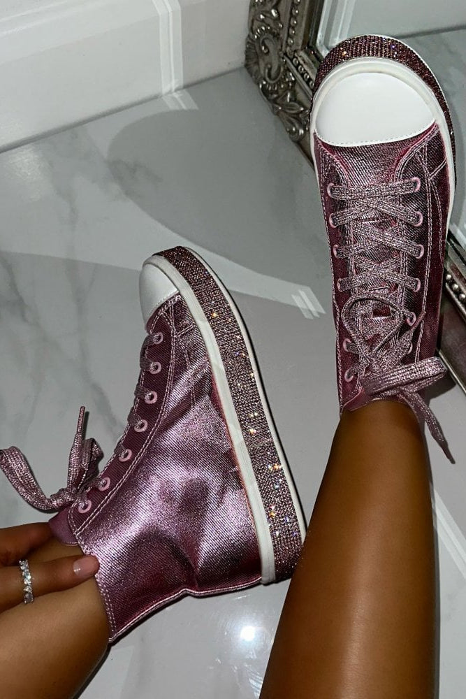 Glitzernde High-Top-Sneaker Pink 3