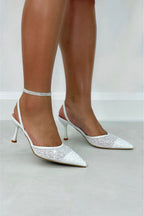 Glitzernde himmlische Slingback-Absätze in Weiß 3