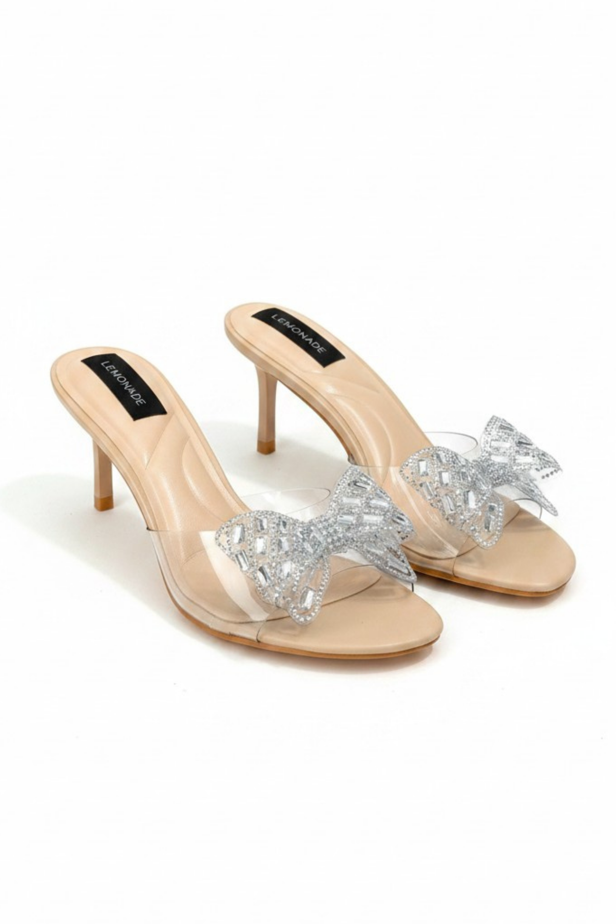 Glitzernde Jelly Bow Heels in Nude für elegante Anlässe. 3