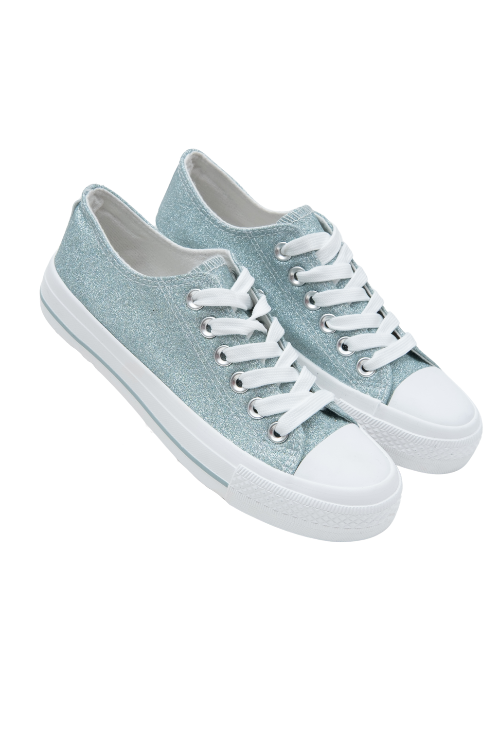 Glitzernde Leinwand-Sneaker in Grün mit klobiger Sohle 5