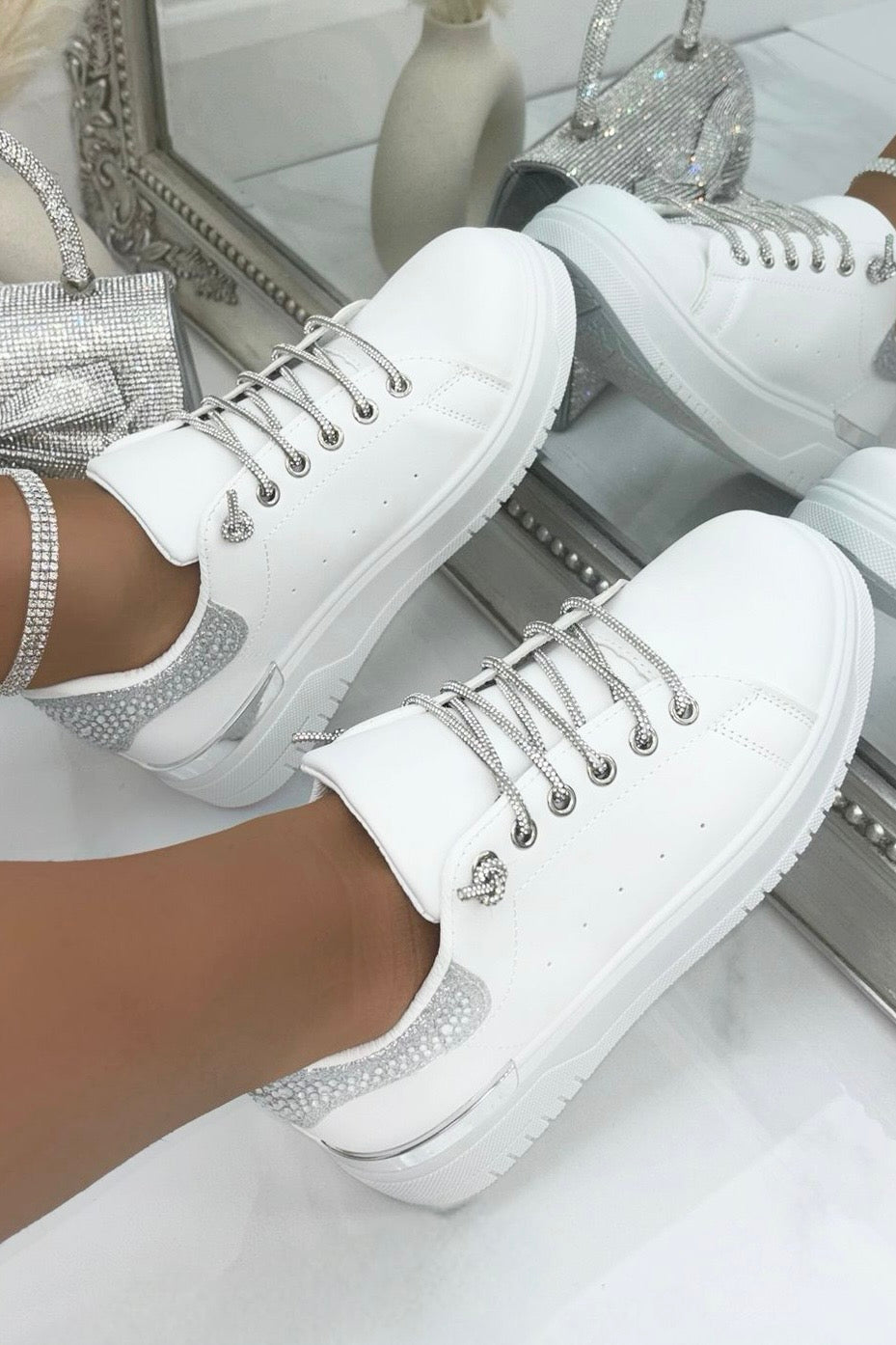 Glitzernde Sneaker in Weiß für Damen 2