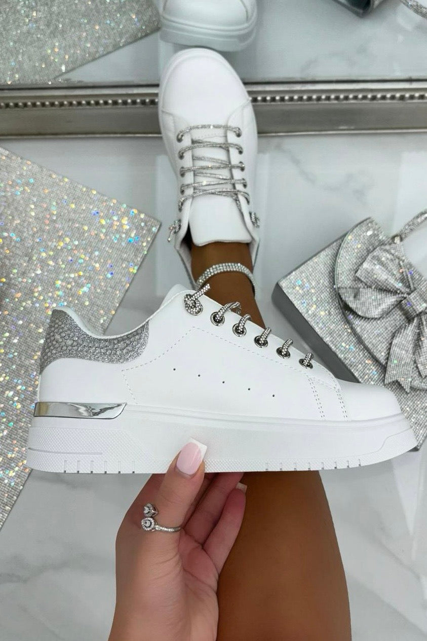 Glitzernde Sneaker in Weiß für Damen 3