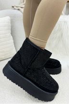 Glitzernde Strass Snugg Mini Boots in Schwarz 4