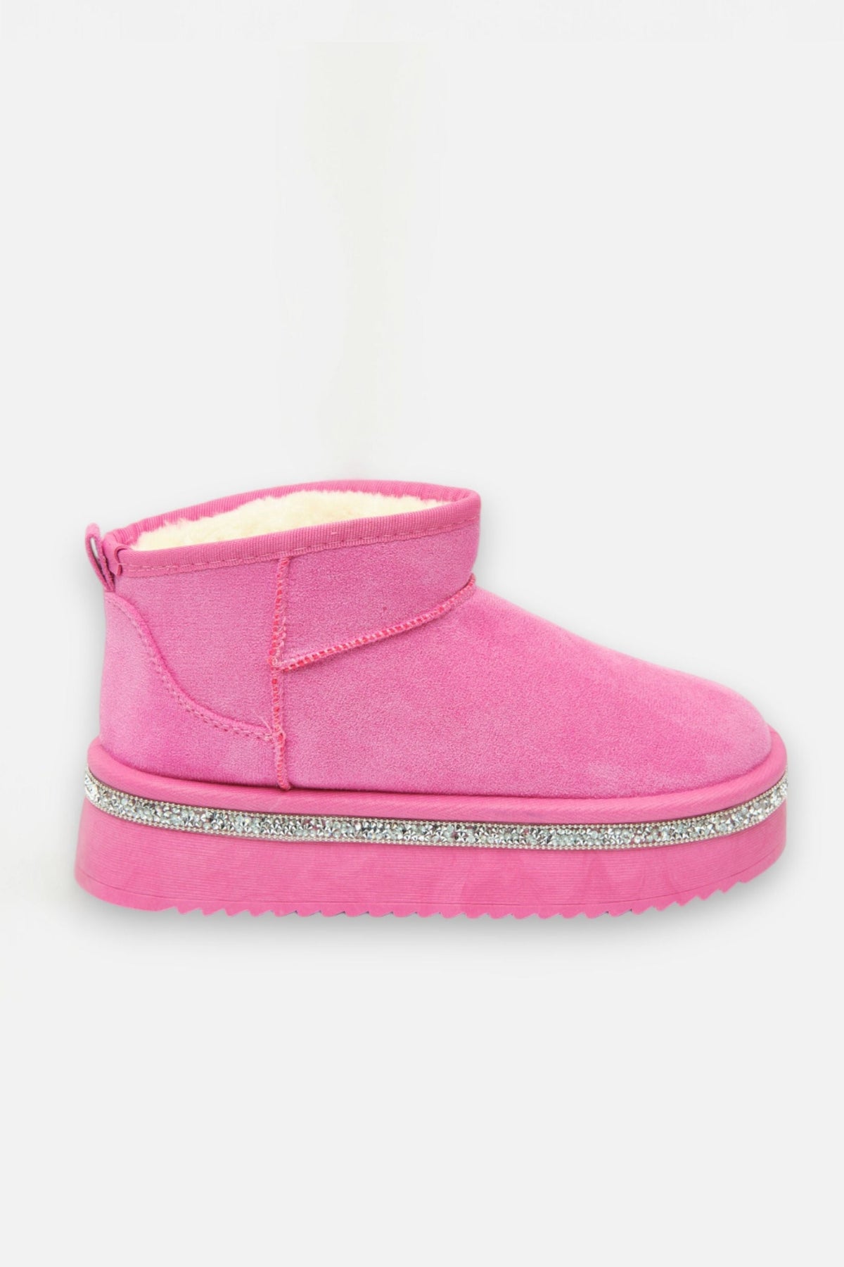 Glitzernde Trim Plattform Ultra Mini Snugg Boots in Hot Pink 5