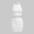 Elegantes Halter Crop Top und Raffung Minirock Set für Frauen. 2