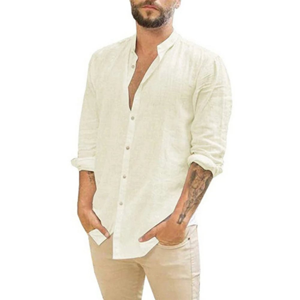 Herren Leinenhemd Langarm Standardfarbe
