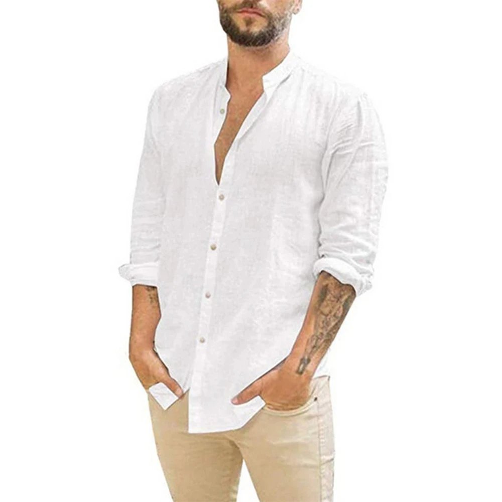 Herren Leinenhemd Langarm Standardfarbe 3