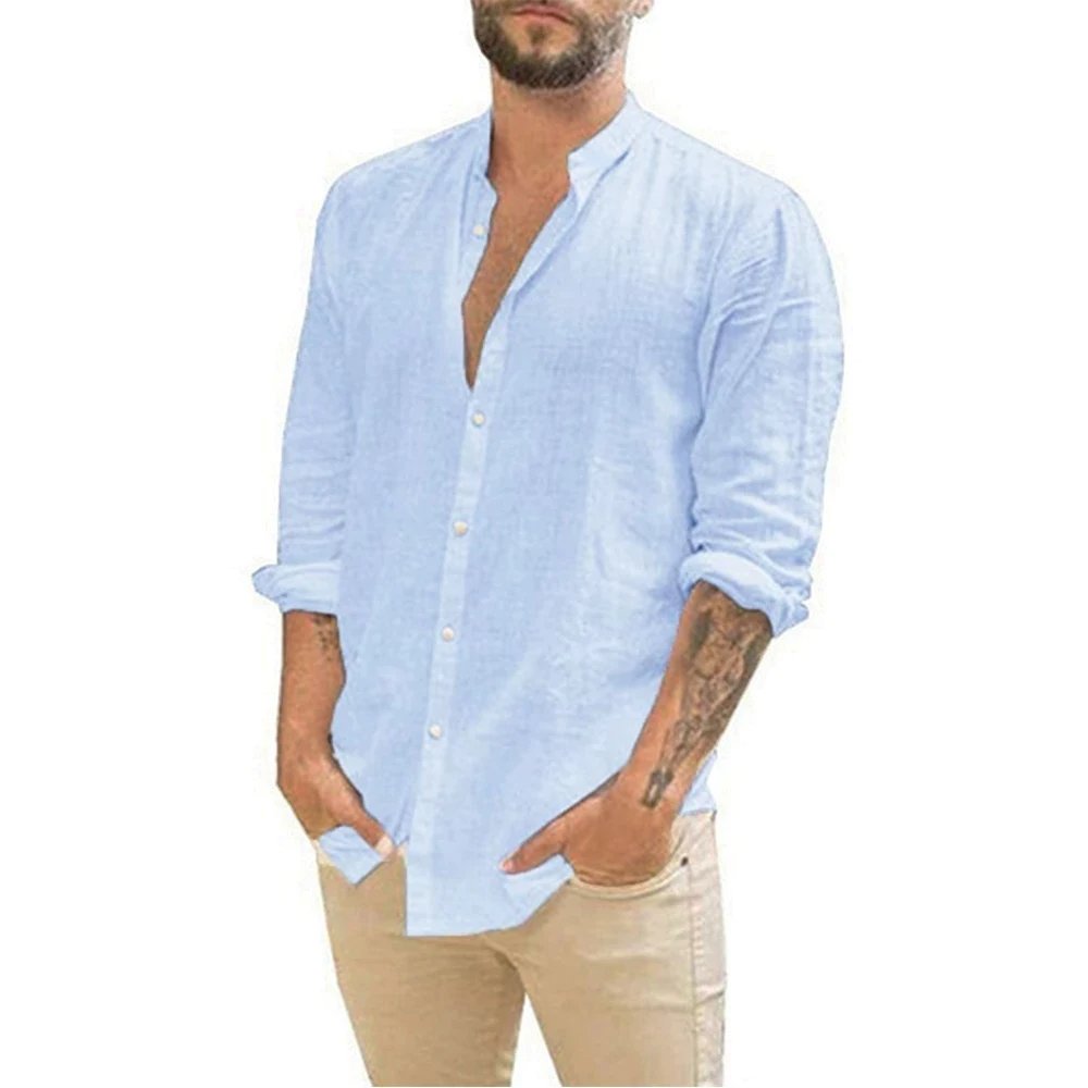 Herren Leinenhemd Langarm Standardfarbe 4