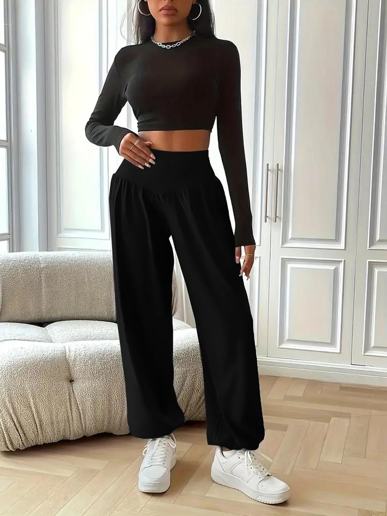 Bequeme hohe Taille Sweatpants für Frauen in Schwarz.
