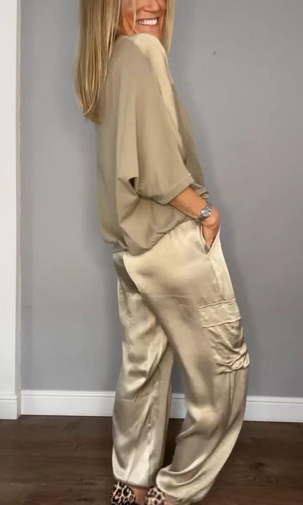 Luxuriöses Satin Co-Ord Set für Frauen von Isabella Moretti 4