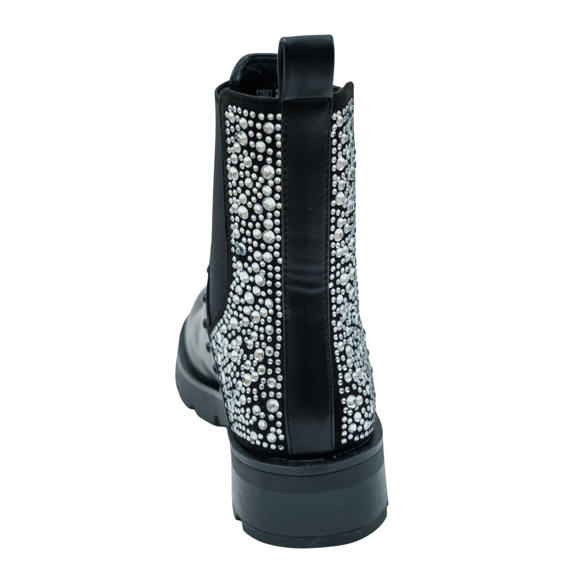 Elegante schwarze Chelsea Stiefel mit Kristallrücken. 8