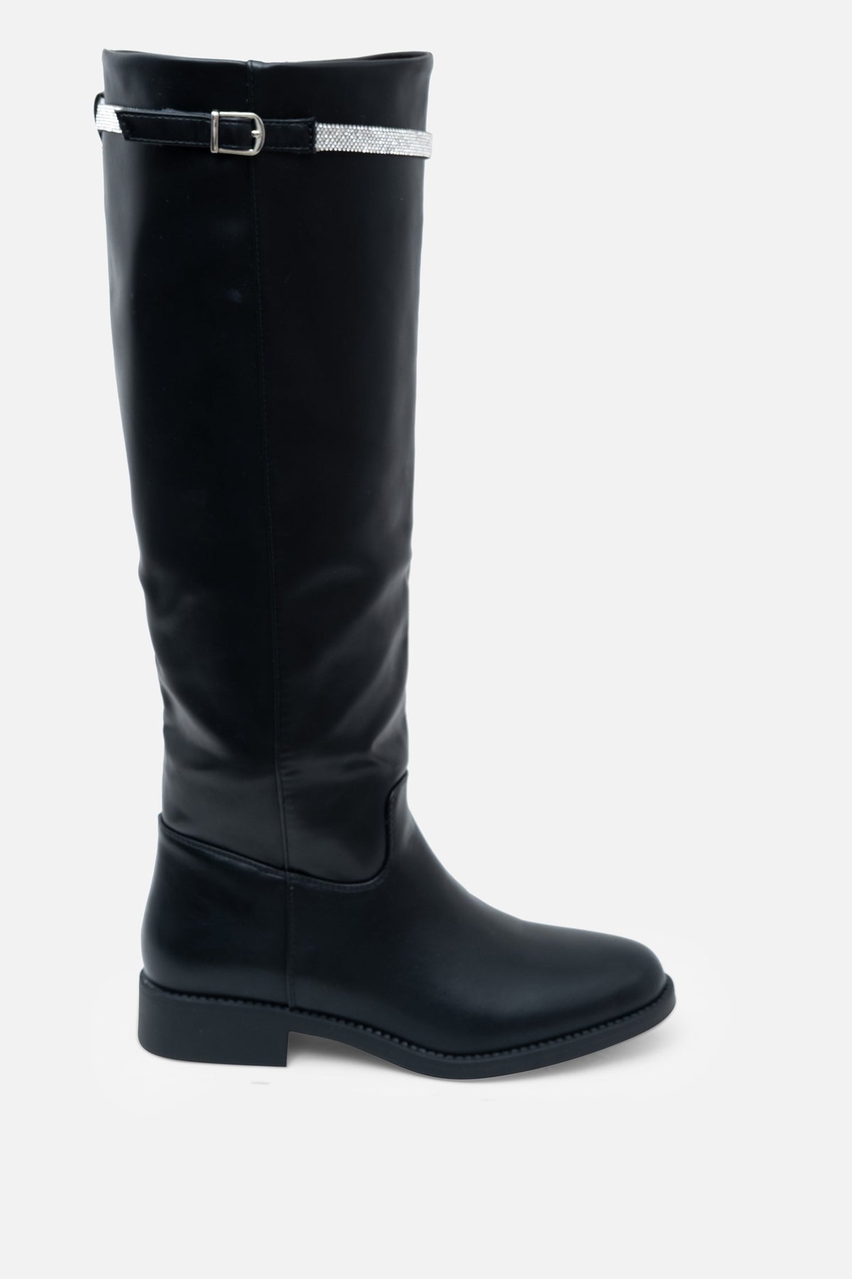 Elegante schwarze Kristall Reign Reiter Stiefel mit Glitzerbesatz. 4
