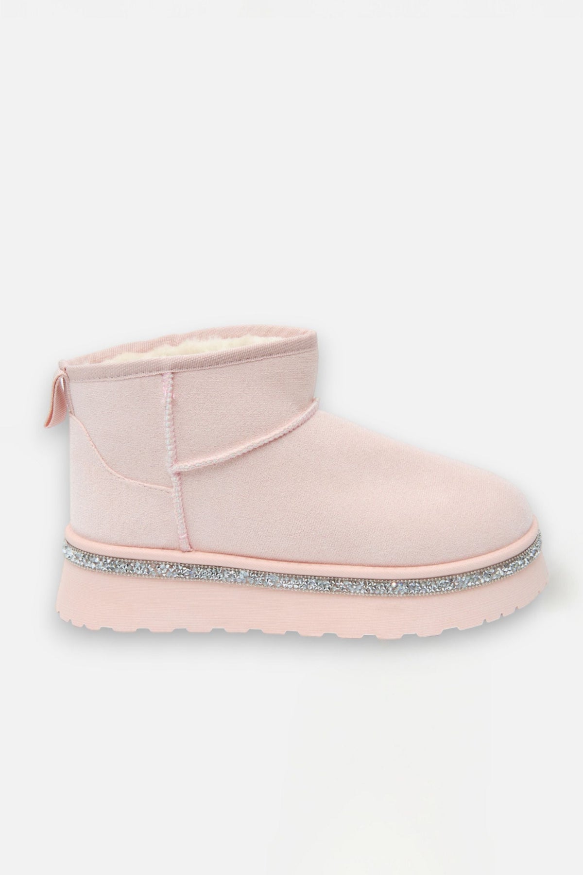 Kristallbesatz Plattform Ultra Mini Snugg Boots in Baby Rosa 5