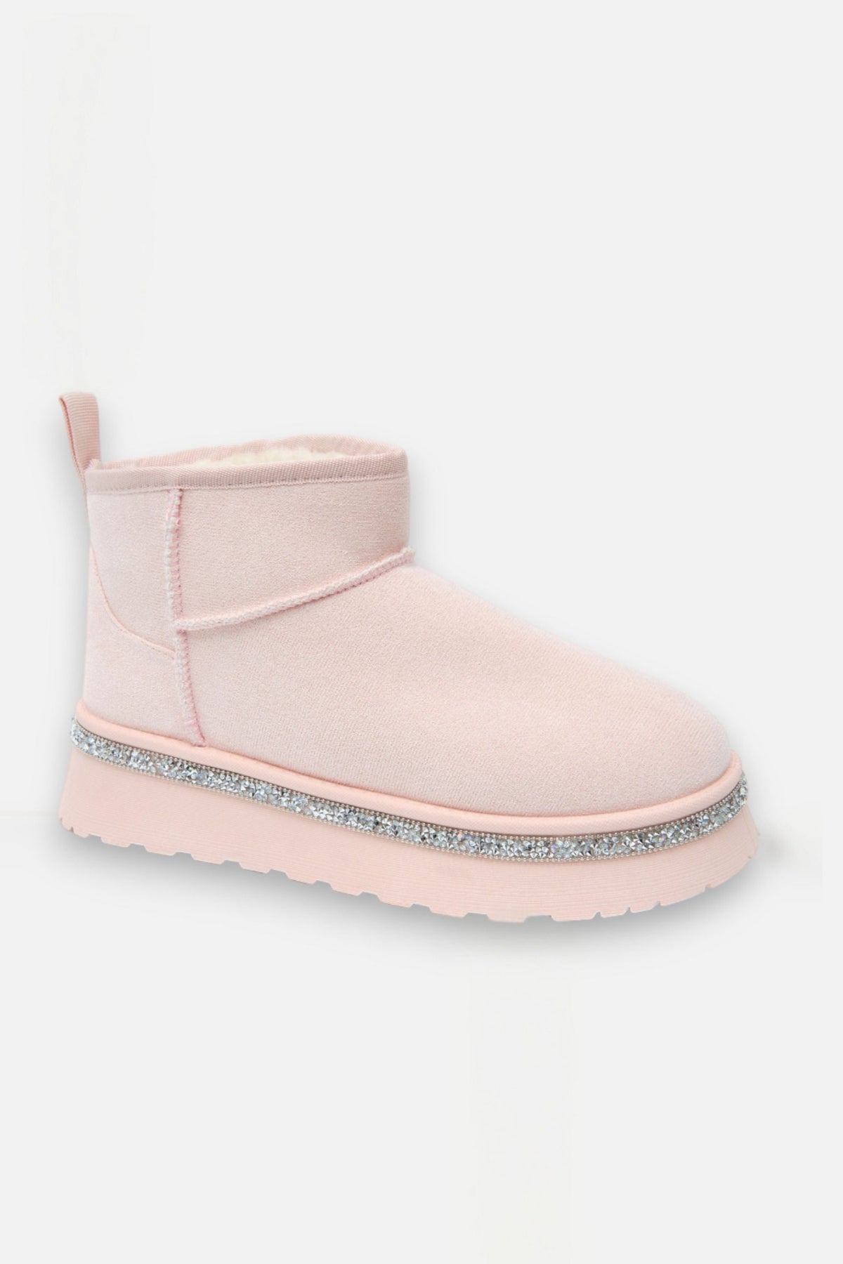 Kristallbesatz Plattform Ultra Mini Snugg Boots in Baby Rosa 6