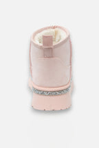 Kristallbesatz Plattform Ultra Mini Snugg Boots in Baby Rosa 7