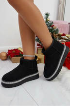Kristallbesatz Plattform Ultra Mini Snugg Boots in Schwarz 4