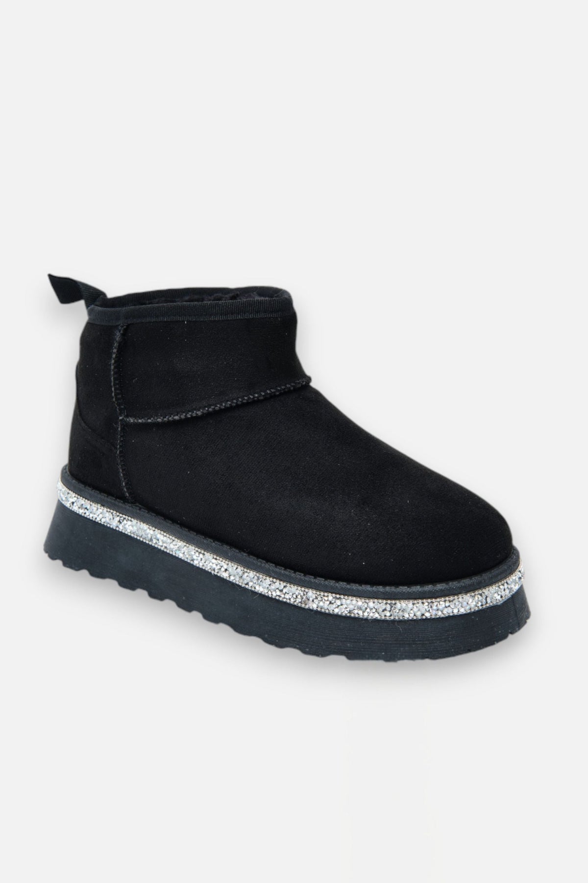 Kristallbesatz Plattform Ultra Mini Snugg Boots in Schwarz 6