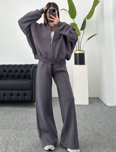 Luxe Komfort Zip Lounge Set für Frauen in Beige 10