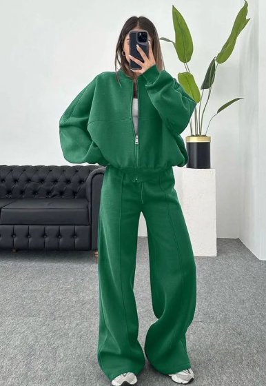 Luxe Komfort Zip Lounge Set für Frauen in Beige 13