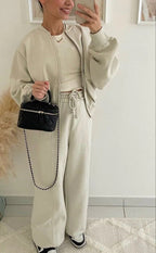 Luxe Komfort Zip Lounge Set für Frauen in Beige 3